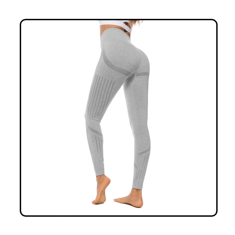 legginsy modelujące z wysokim stanem bezszwowe szare L021 - 1