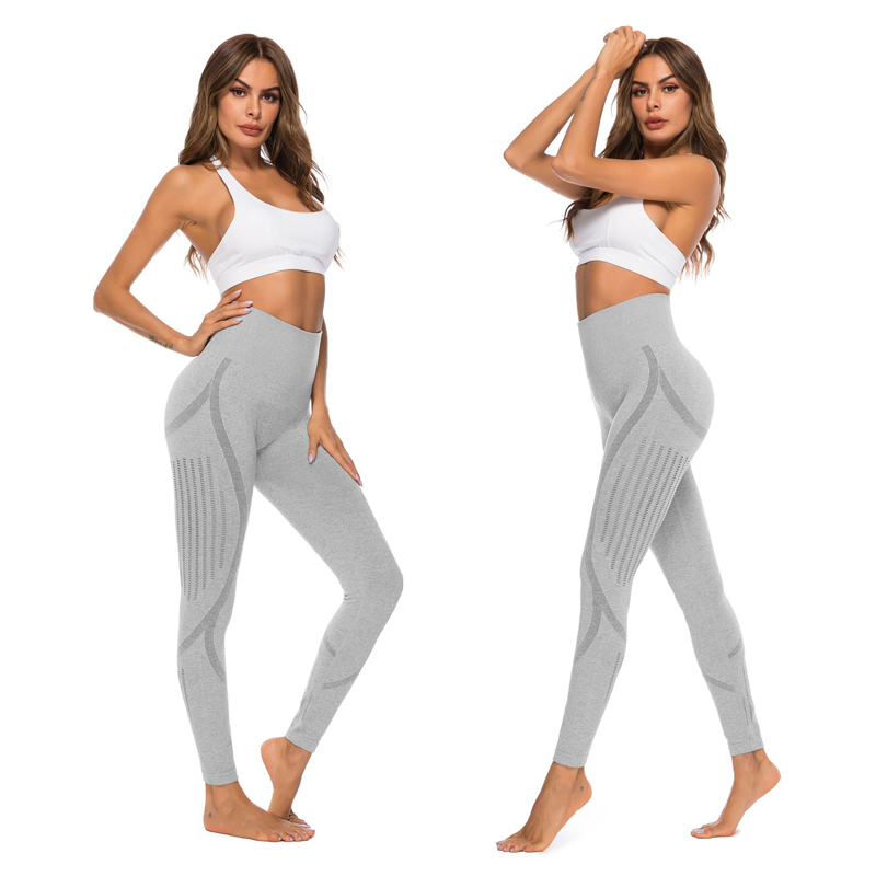 legginsy modelujące z wysokim stanem bezszwowe szare L021 - 3