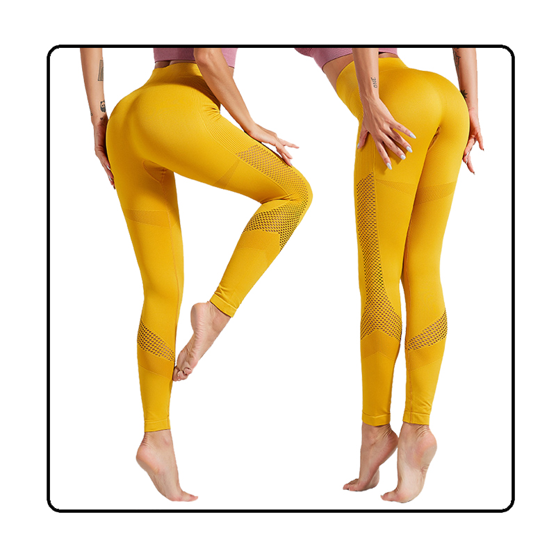 legginsy modelujące z wysokim stanem żółte L019 - 1
