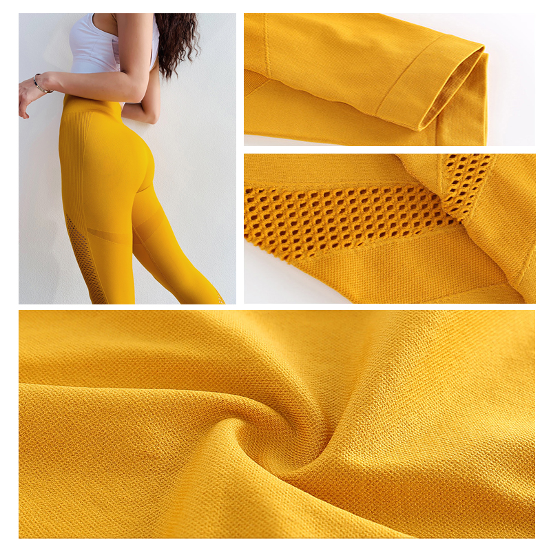 legginsy modelujące z wysokim stanem żółte L019 - 7