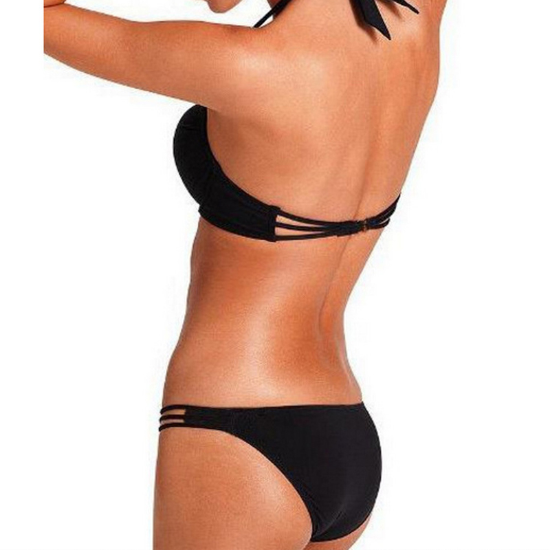 strój kąpielowy bikini czarny z paseczkami PUSH UP rozmiar S SK003 - 3