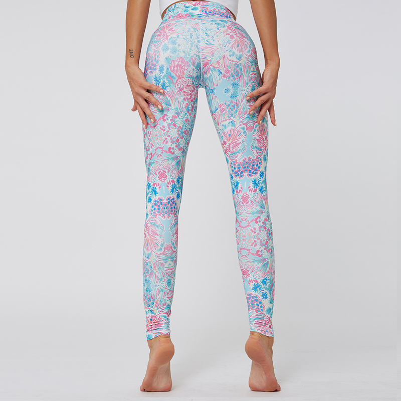 legginsy artystyczne wiosna niebo pilates kolorowe L040 - 2