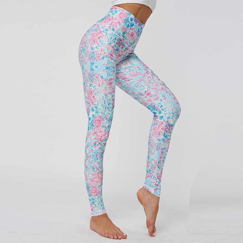 legginsy artystyczne wiosna niebo pilates kolorowe L040 - 6