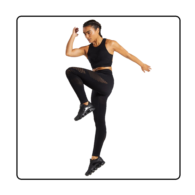 legginsy modelujące z dziurkami wysoki stan fittnes_czarne L043 - 1