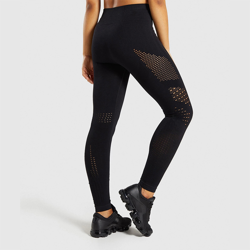 legginsy modelujące z dziurkami wysoki stan fittnes_czarne L043 - 2