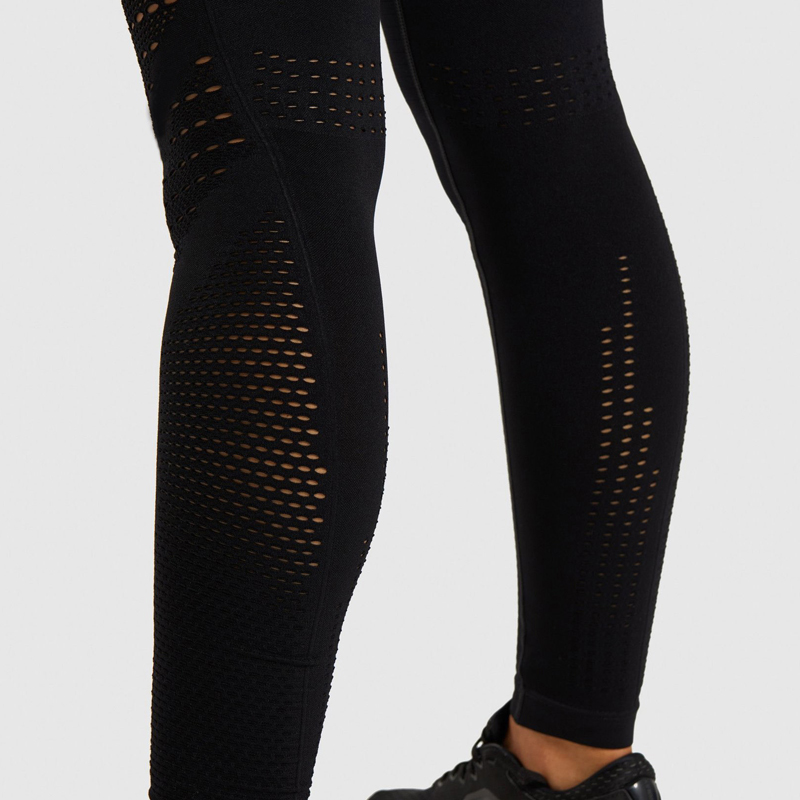 legginsy modelujące z dziurkami wysoki stan fittnes_czarne L043 - 5