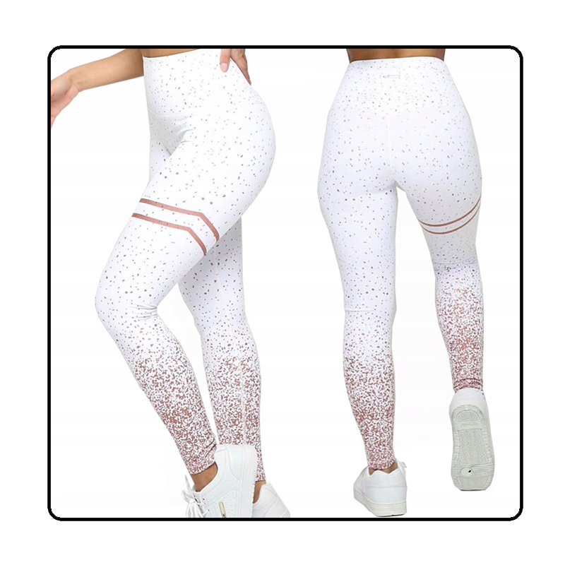 legginsy ombre z paseczkami pilates biało złote L052 - 1