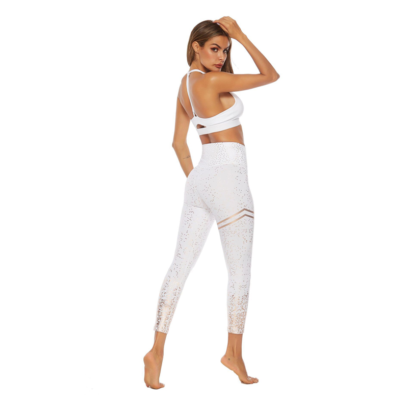 legginsy ombre z paseczkami pilates biało złote L052 - 6
