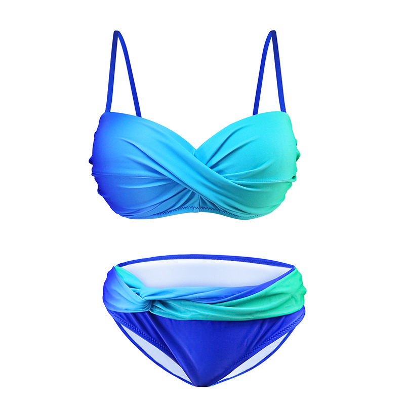 strój kąpielowy niebieski zielony ombre push up modny SK008-8