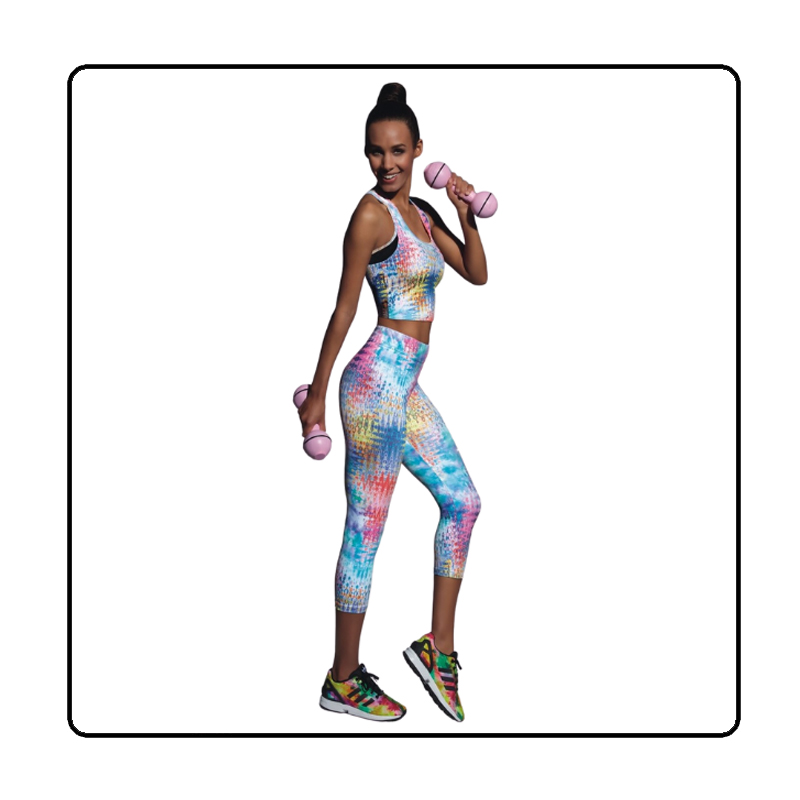 Legginsy Bas Bleu kolorowy print nogawka 3-4 Tessera 70 L093 - 1