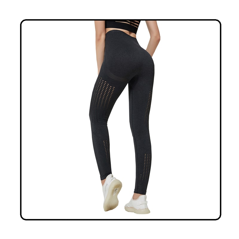 legginsy modelujące z wysokim stanem bezszwowe czarne L116 - 1